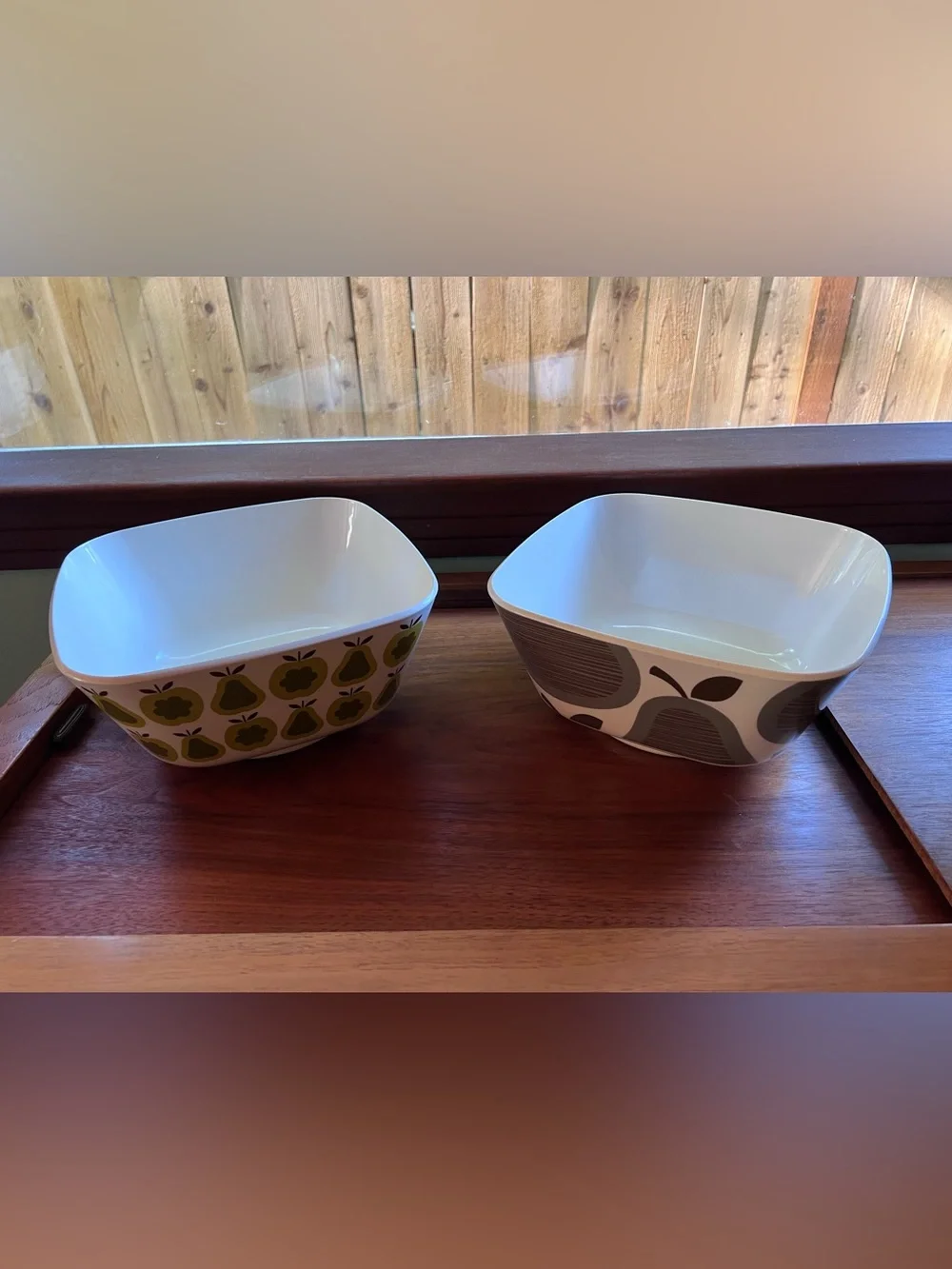 Pair of Orla Kiely for Target Melamine Bowls with Pear and Apple Pear Patters.